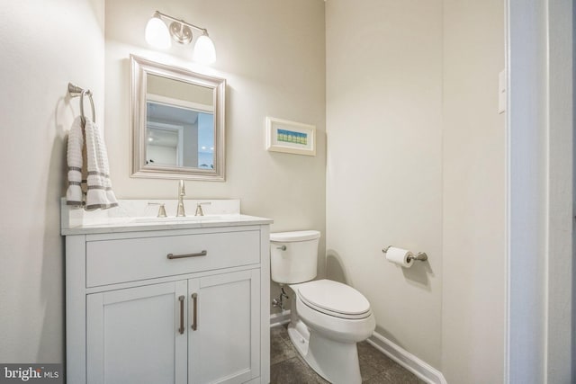 31 Bramley Rd, Moorestown, NJ 08057 - bathroom with toilet, vanity, and baseboards