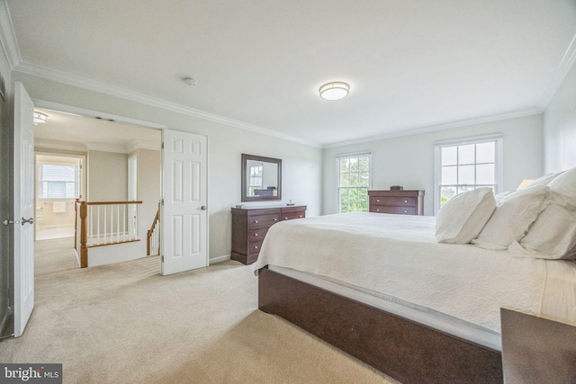 31 Bramley Rd, Moorestown, NJ 08057 - bedroom with light colored carpet, crown molding, and baseboards
