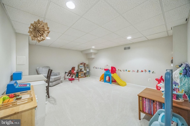 31 Bramley Rd, Moorestown, NJ 08057 - recreation room with carpet floors, recessed lighting, and a drop ceiling