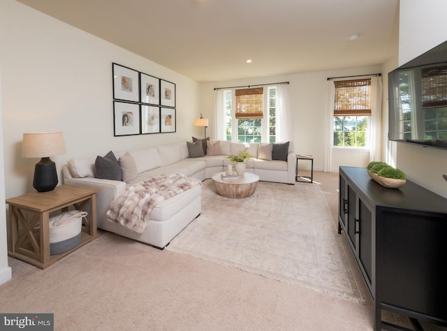 159 Nathan Dr, Cinnaminson, NJ 08077 - living area with plenty of natural light, light carpet, and recessed lighting