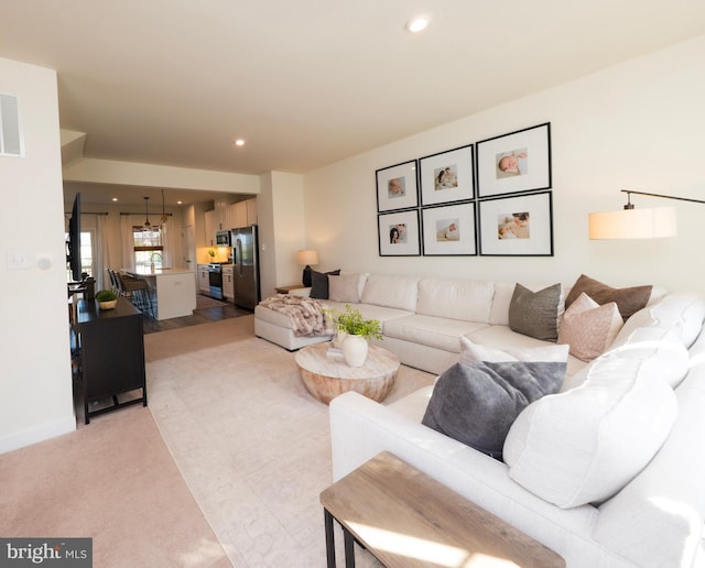 159 Nathan Dr, Cinnaminson, NJ 08077 - living area with light colored carpet and recessed lighting