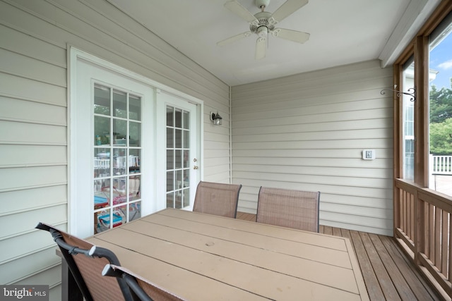 17760 Julie Ann Ct, Hamilton, VA 20158 - unfurnished sunroom with a ceiling fan and outdoor dining area