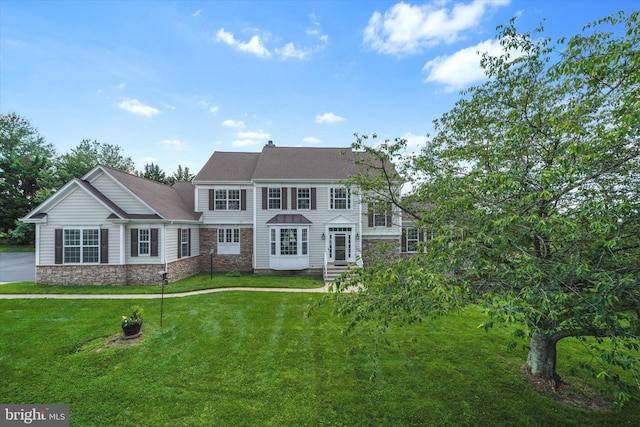 17760 Julie Ann Ct, Hamilton, VA 20158 - view of front of property featuring stone siding, entry steps, and a front yard