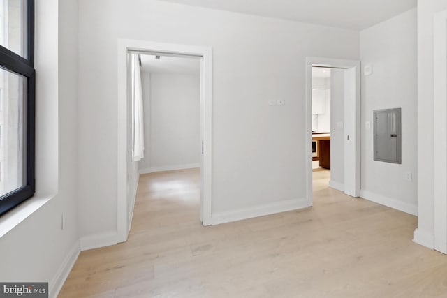 1427 Rhode Island Ave NW Unit 202, Washington, DC 20005 - hall featuring electric panel, light wood-type flooring, and baseboards