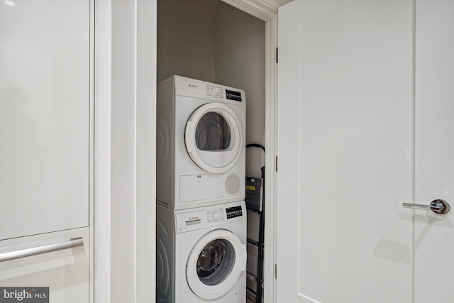 1427 Rhode Island Ave NW Unit 202, Washington, DC 20005 - laundry area with stacked washing machine and dryer