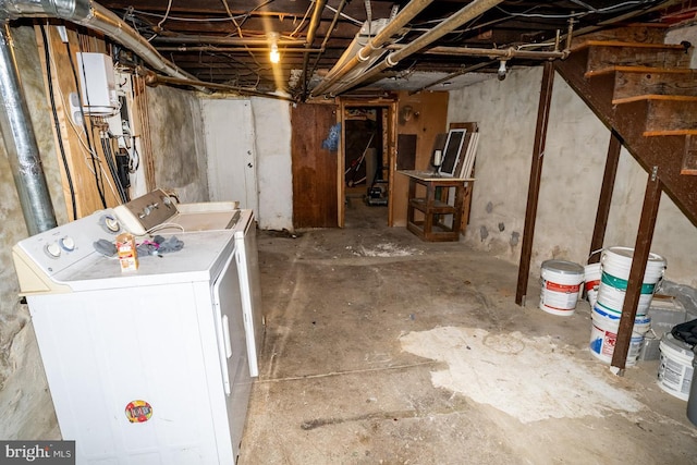 1011 Andrews Ave, Darby, PA 19023 - unfinished basement with separate washer and dryer and stairs