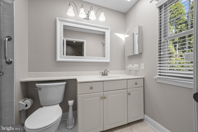 13 Honey Locust Ln, Newtown, PA 18940 - bathroom featuring vanity, marble finish floors, toilet, and baseboards