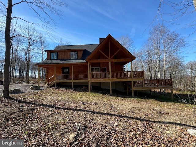 68 Taylor Ln, Mc Henry, MD 21541 - back of house with log exterior and a porch