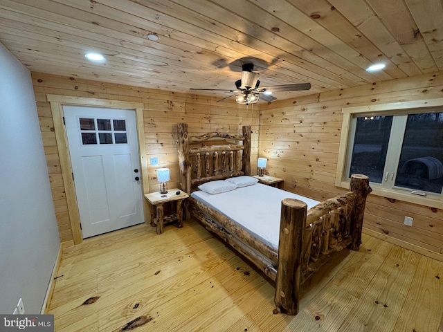 68 Taylor Ln, Mc Henry, MD 21541 - bedroom featuring wooden walls, wood finished floors, recessed lighting, and wooden ceiling
