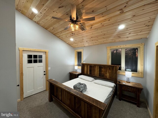 68 Taylor Ln, Mc Henry, MD 21541 - bedroom featuring carpet flooring, recessed lighting, vaulted ceiling, baseboards, and wooden ceiling