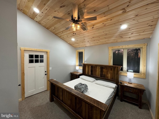 68 Taylor Ln, Mc Henry, MD 21541 - bedroom featuring carpet flooring, recessed lighting, baseboards, vaulted ceiling, and wooden ceiling