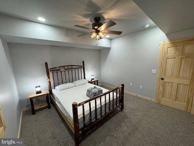 68 Taylor Ln, Mc Henry, MD 21541 - bedroom with carpet floors, baseboards, recessed lighting, and a ceiling fan