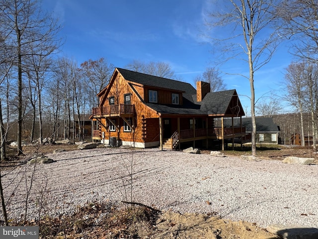 68 Taylor Ln, Mc Henry, MD 21541 - view of front of house with a chimney, covered porch, and central air condition unit