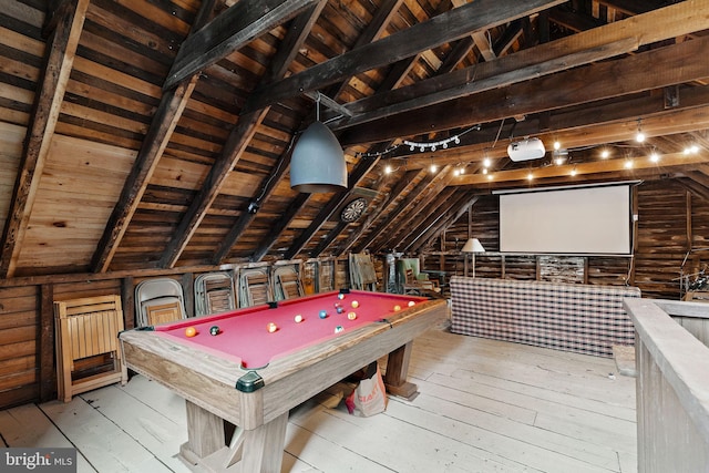 127 Webster Ave, Wyncote, PA 19095 - rec room featuring billiards, hardwood / wood-style floors, and wood ceiling