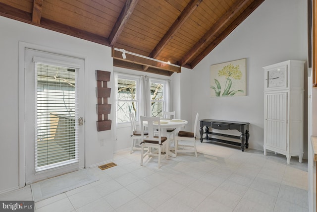 11174 Glade Dr, Reston, VA 20191 - dining area with wooden ceiling, plenty of natural light, and baseboards