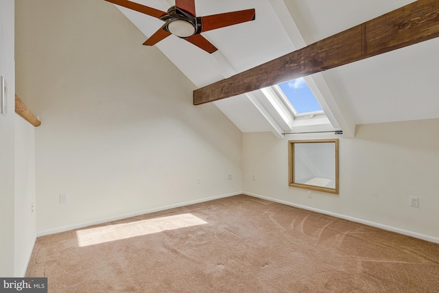11174 Glade Dr, Reston, VA 20191 - bonus room featuring a skylight, carpet, ceiling fan, and baseboards