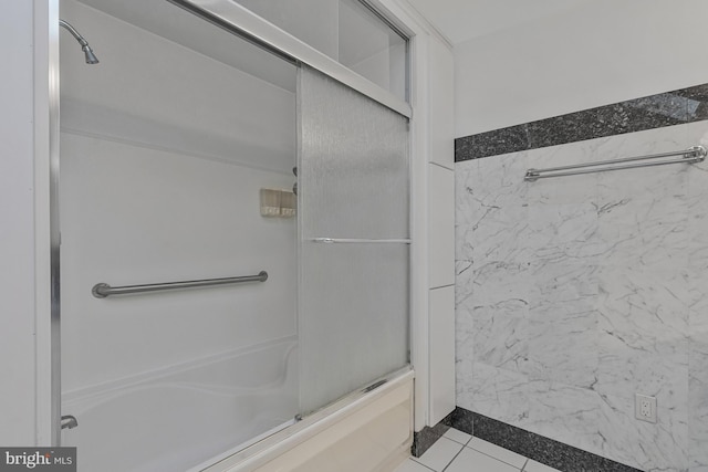 11174 Glade Dr, Reston, VA 20191 - bathroom featuring combined bath / shower with glass door and tile patterned flooring