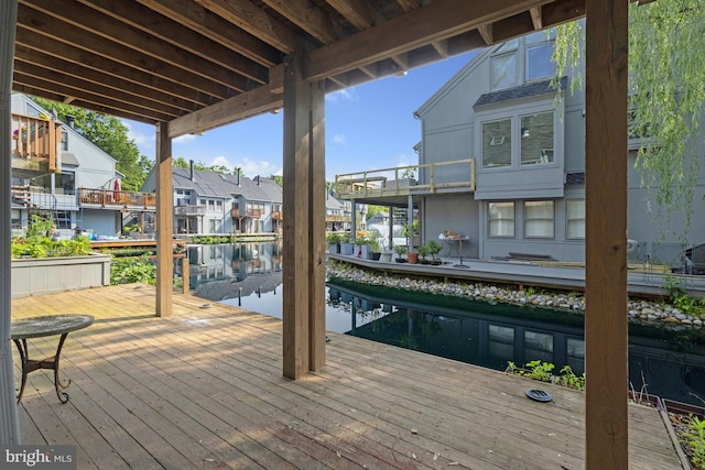 11174 Glade Dr, Reston, VA 20191 - wooden deck featuring a water view, a residential view, and a boat dock