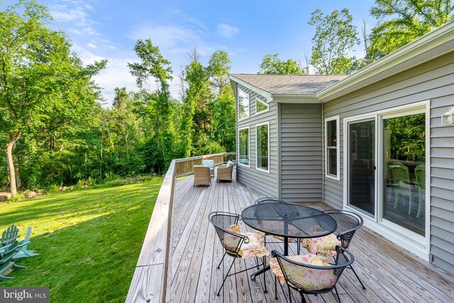 1820 Gooney Manor Loop, Bentonville, VA 22610 - wooden deck featuring outdoor dining space and a yard