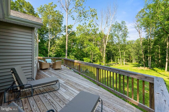 1820 Gooney Manor Loop, Bentonville, VA 22610 - deck with outdoor lounge area and a lawn