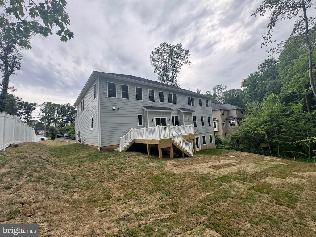 7215 Oriole Ave, Springfield, VA 22150 - back of house with stairway and a wooden deck