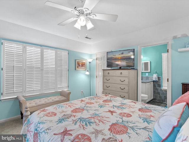 132 Seabright Way Unit D5, Rehoboth Beach, DE 19971 - bedroom with connected bathroom and a ceiling fan