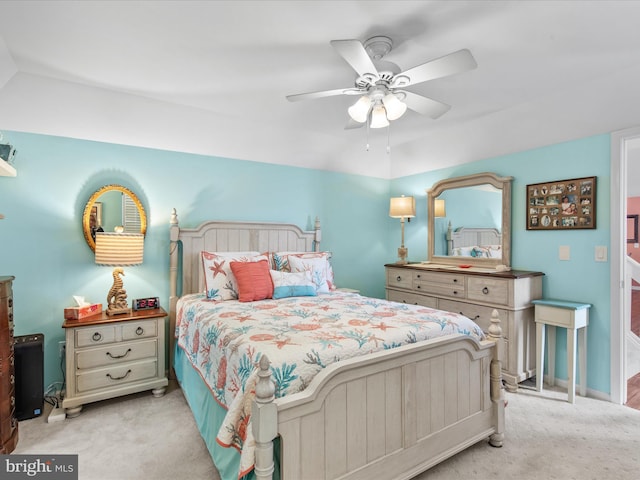 132 Seabright Way Unit D5, Rehoboth Beach, DE 19971 - bedroom with carpet floors, a ceiling fan, and lofted ceiling
