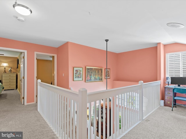 132 Seabright Way Unit D5, Rehoboth Beach, DE 19971 - hall with carpet floors, lofted ceiling, and baseboards
