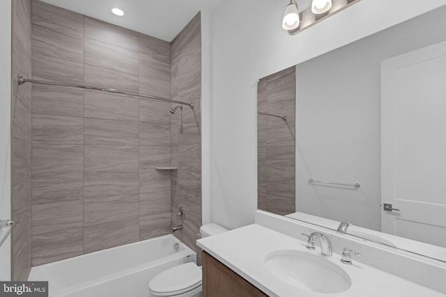 19 Gentle Slope Way, Gettysburg, PA 17325 - bathroom with toilet, vanity, shower / bathtub combination, and recessed lighting