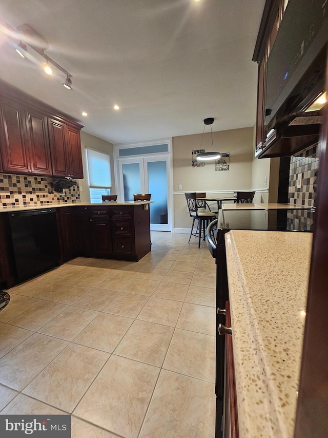 57 Finchley Ct, Southampton, NJ 08088 - kitchen with black dishwasher, light countertops, backsplash, a peninsula, and recessed lighting