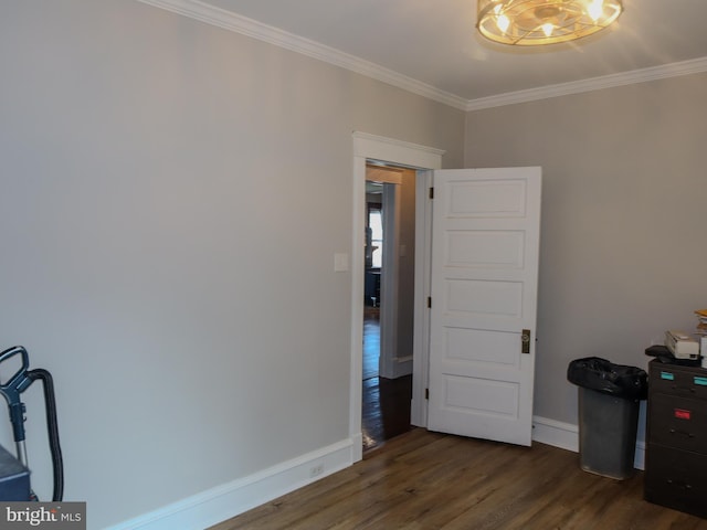 731 W Main St, Leesport, PA 19533 - bedroom with ornamental molding, dark wood-type flooring, and a chandelier