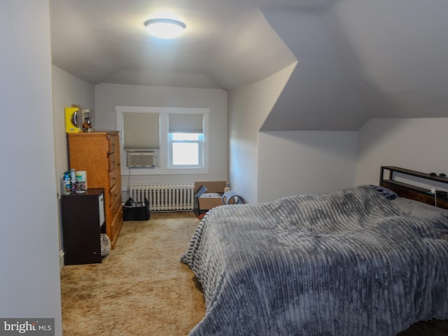 731 W Main St, Leesport, PA 19533 - bedroom with radiator heating unit, carpet flooring, vaulted ceiling, and cooling unit