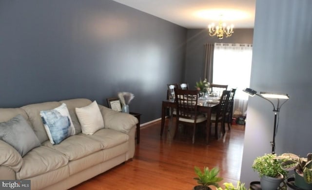 1914 Maemoore Ct, District Heights, MD 20747 - living area featuring a chandelier and wood finished floors