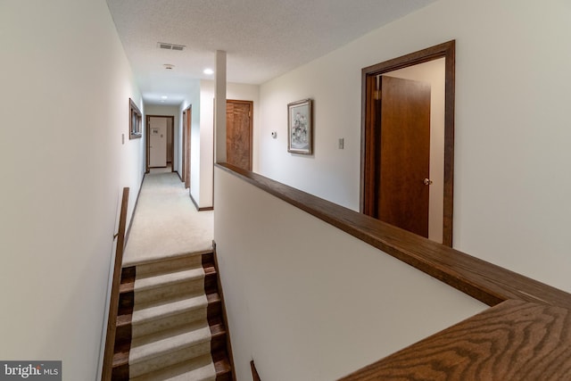 27 Arnold Dr, Princeton Junction, NJ 08550 - staircase featuring carpet flooring and a textured ceiling