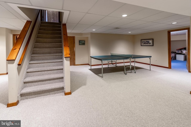 27 Arnold Dr, Princeton Junction, NJ 08550 - recreation room with carpet flooring, recessed lighting, and a drop ceiling