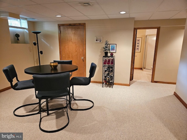 27 Arnold Dr, Princeton Junction, NJ 08550 - carpeted dining room with baseboards and a drop ceiling