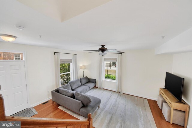 1501 Stack St, Baltimore, MD 21230 - living area featuring wood finished floors and ceiling fan