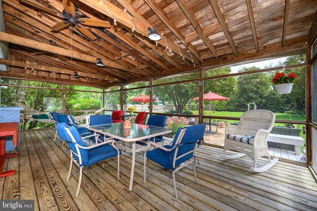 12 Hatsawap Rd, Cambridge, MD 21613 - deck with outdoor dining space and ceiling fan