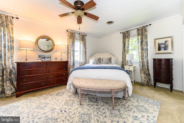 12 Hatsawap Rd, Cambridge, MD 21613 - carpeted bedroom featuring crown molding, a ceiling fan, and baseboards