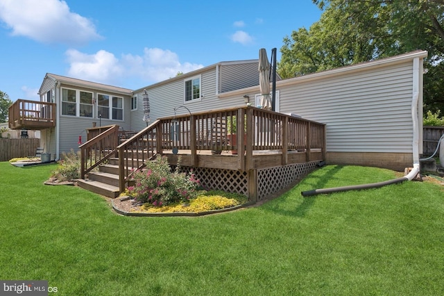 12706 Northcliff Rd, Bowie, MD 20720 - rear view of property with a wooden deck and a lawn