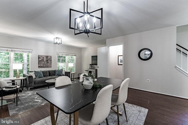 7910 Peyton Forest Trl, Annandale, VA 22003 - dining room with dark wood finished floors and a chandelier