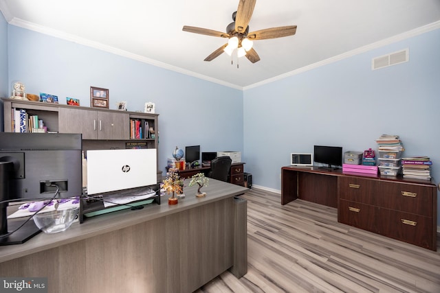 2200 Summerdale Ln, Linfield, PA 19468 - office space featuring a ceiling fan, crown molding, light wood finished floors, and baseboards