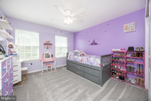 2200 Summerdale Ln, Linfield, PA 19468 - bedroom with carpet flooring, a ceiling fan, and baseboards