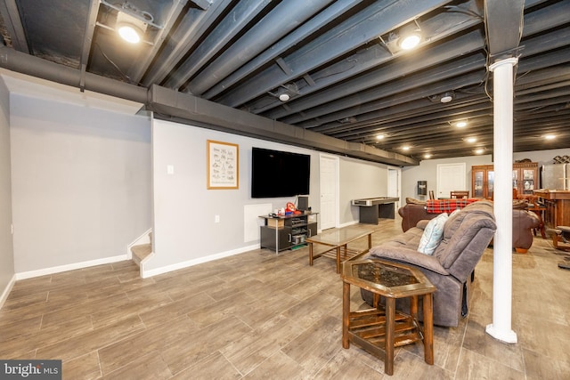 2200 Summerdale Ln, Linfield, PA 19468 - living area with baseboards, stairs, and wood finished floors