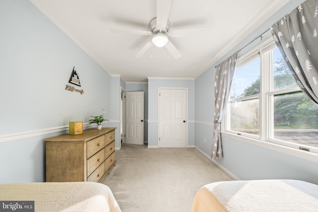1576 Delong Dr, Downingtown, PA 19335 - bedroom featuring light carpet, crown molding, a ceiling fan, and baseboards