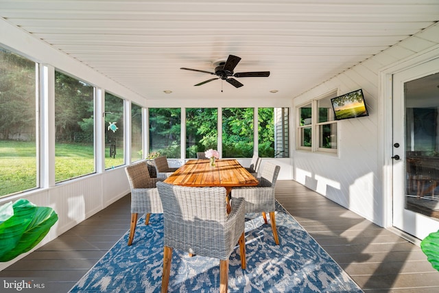 1576 Delong Dr, Downingtown, PA 19335 - sunroom featuring ceiling fan and outdoor dining area