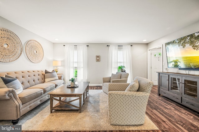 1576 Delong Dr, Downingtown, PA 19335 - living room with dark wood finished floors and recessed lighting