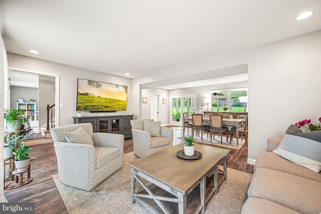 1576 Delong Dr, Downingtown, PA 19335 - living room with wood finished floors and recessed lighting