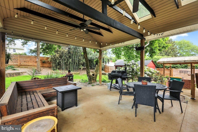 102 Radcliffe Ave, Reading, PA 19609 - view of patio featuring grilling area, ceiling fan, and outdoor dining space