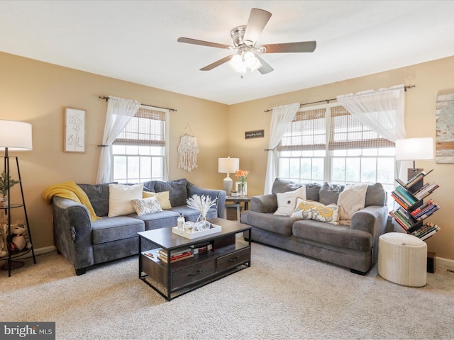1204 S Fork Dr, Front Royal, VA 22630 - carpeted living area with a ceiling fan and baseboards